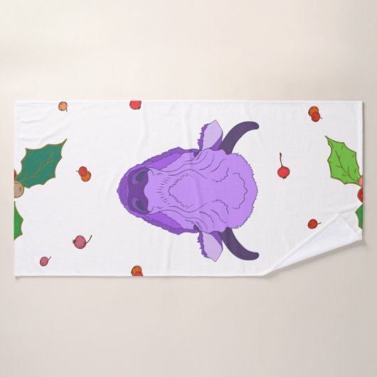 Bull, heilig, mistletoe en bessen. Het symbool van Badhanddoek (Badhanddoek)
