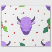 Bull, heilig, mistletoe en bessen. Het symbool van Cadeaupapier (Vlak)