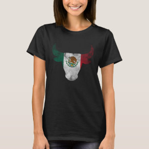  Bull horns stieren hoofd Mexicaanse vlag T-shirt