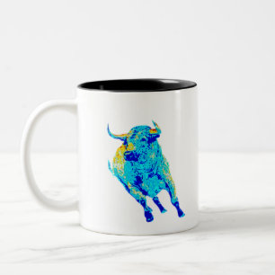 Bull in blue colour tweekleurige koffiemok