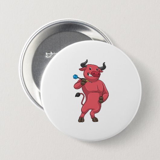 Bull in Darts met Dart Ronde Button 7,6 Cm (Voorkant /achterkant)