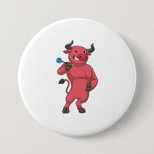 Bull in Darts met Dart Ronde Button 7,6 Cm (Voorkant)