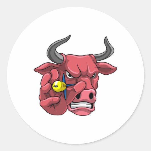 Bull in Darts met Dart Ronde Sticker (Voorkant)