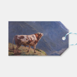 Bull in de Alpen (door Eugène Burnand) Cadeaulabel