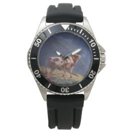 Bull in de Alpen (door Eugène Burnand) Horloge