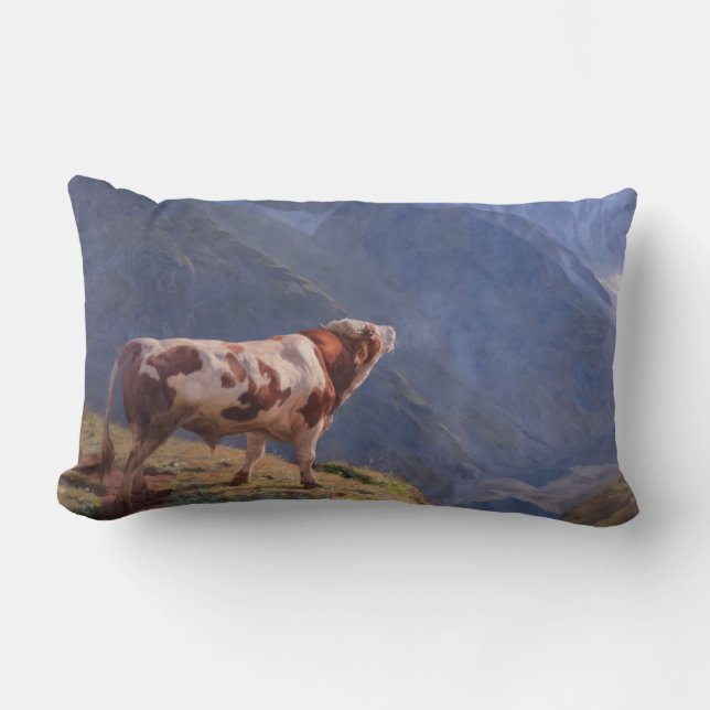 Bull in de Alpen (door Eugène Burnand) Kussen (Voorkant)