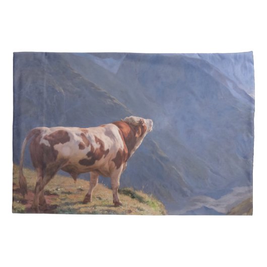 Bull in de Alpen (door Eugène Burnand) Kussensloop (Achterkant)