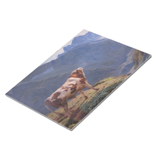 Bull in de Alpen (door Eugène Burnand) Notitieblok (Schuin)