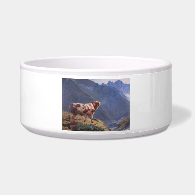 Bull in de Alpen (door Eugène Burnand) Voerbakje (Voorkant)
