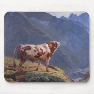 Bull in de Zwitserse Alpen (door Eugène Burnand) Muismat