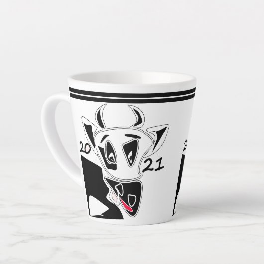 Bull, jaar van de stier, 2021, grappige stier latte mok (Linkerhoek)
