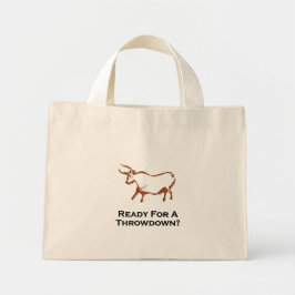 Bull klaar voor een gooi naar bruin mini tote bag