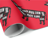 Bull koe boerderij dierlijk rundvlees snijdt kerst cadeaupapier (Rol Hoek)