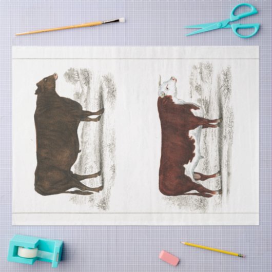 Bull Koe Ephemera Decoupage  Boerderij Tissuepapier (Craft)