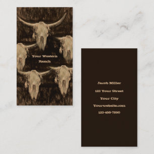 Bull Koe Skull Western Land Brown Sepia Rustic Visitekaartje