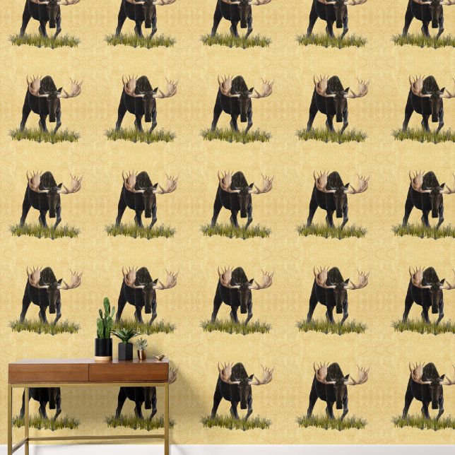 Bull-laden op oud papier behang (Hal)