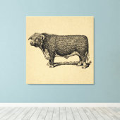 Bull Land & Boerderij Geëmigende Kunst Canvas Afdruk (Insitu (Houten vloer))