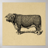  Bull Land & Boerderij Geëmigende Kunst Poster (Voorkant)