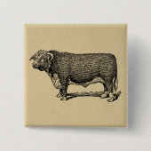  Bull Land & Boerderij Geëmigende Kunst Vierkante Button 5,1 Cm (Voorkant)