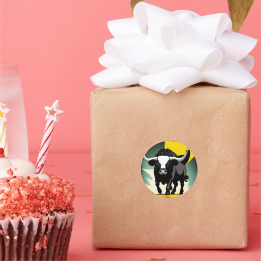 Bull Lock 2 Ronde Sticker (Feest)