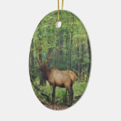 Bull Male Elk in herfstveld Keramisch Ornament (Links)