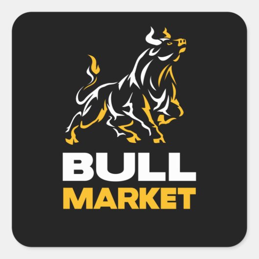 Bull Markt Aandelenhandelaar Wallstreet Investor Vierkante Sticker (Voorkant)