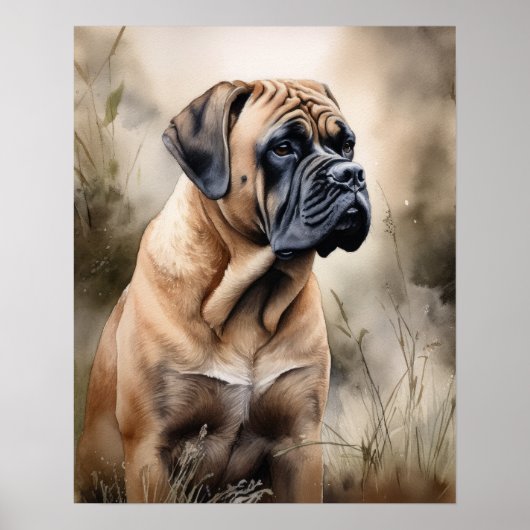 Bull Mastiff Dog Art Print Poster (Voorkant)
