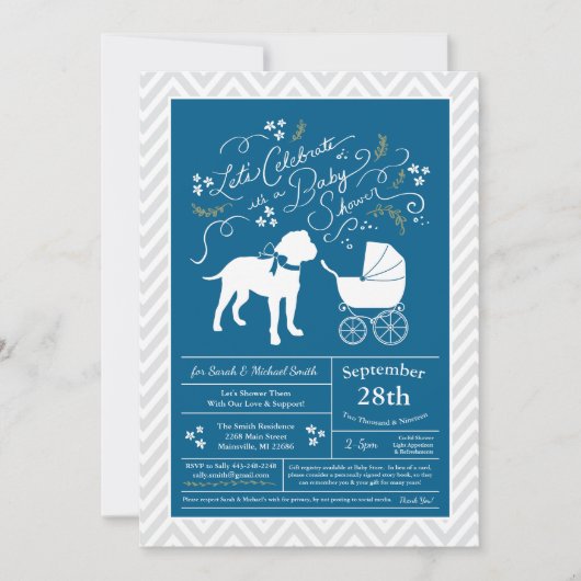Bull Mastiff Dog Baby shower Blue Boy Kaart (Voorkant)