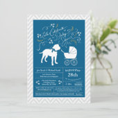 Bull Mastiff Dog Baby shower Blue Boy Kaart (Staand voorkant)