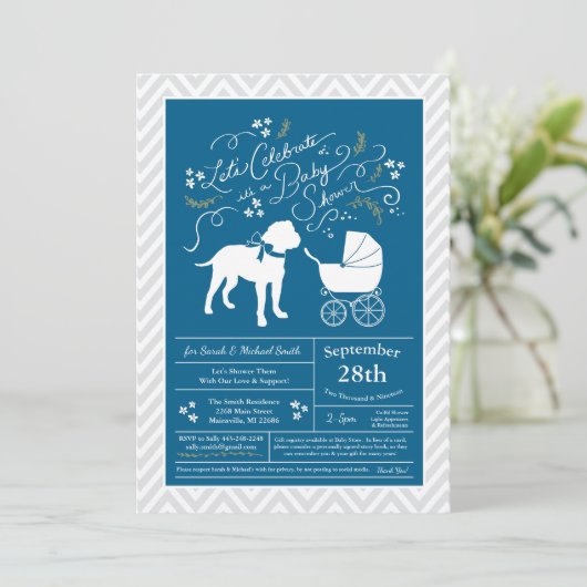 Bull Mastiff Dog Baby shower Blue Boy Kaart (Staand voorkant)