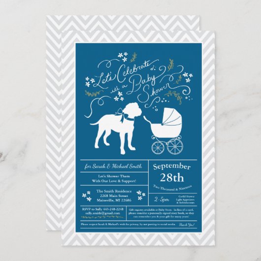 Bull Mastiff Dog Baby shower Blue Boy Kaart (Voorkant / Achterkant)