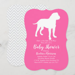 Bull Mastiff Dog Baby shower Pink Girl Kaart
