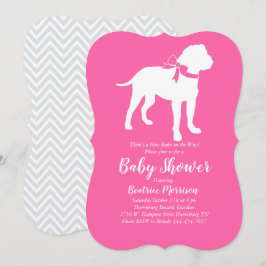 Bull Mastiff Dog Baby shower Pink Girl Kaart