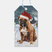 Bull Mastiff Dog Winter Wonderland Kerstvreugde Cadeaulabel (Voorkant)