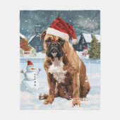 Bull Mastiff Dog Winter Wonderland Kerstvreugde Fleece Deken (Voorkant)