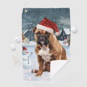 Bull Mastiff Dog Winter Wonderland Kerstvreugde Golfhanddoek (Insitu)