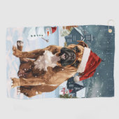 Bull Mastiff Dog Winter Wonderland Kerstvreugde Golfhanddoek (Horizontaal)