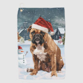 Bull Mastiff Dog Winter Wonderland Kerstvreugde Golfhanddoek (Voorkant)