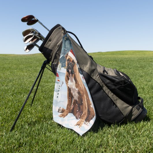 Bull Mastiff Dog Winter Wonderland Kerstvreugde Golfhanddoek (Groen)