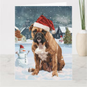 Bull Mastiff Dog Winter Wonderland Kerstvreugde Kaart (Voorkant)