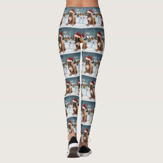 Bull Mastiff Dog Winter Wonderland Kerstvreugde Leggings (Achterkant)