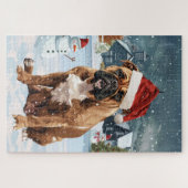 Bull Mastiff Dog Winter Wonderland Kerstvreugde Legpuzzel (Horizontaal)