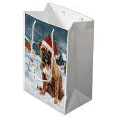 Bull Mastiff Dog Winter Wonderland Kerstvreugde Medium Cadeauzakje (Voorkant Gekanteld)