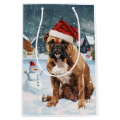 Bull Mastiff Dog Winter Wonderland Kerstvreugde Medium Cadeauzakje (Voorkant)