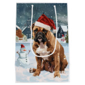Bull Mastiff Dog Winter Wonderland Kerstvreugde Medium Cadeauzakje (Achterkant)