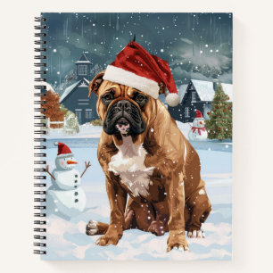 Bull Mastiff Dog Winter Wonderland Kerstvreugde Notitieboek