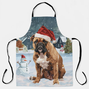 Bull Mastiff Dog Winter Wonderland Kerstvreugde Schort