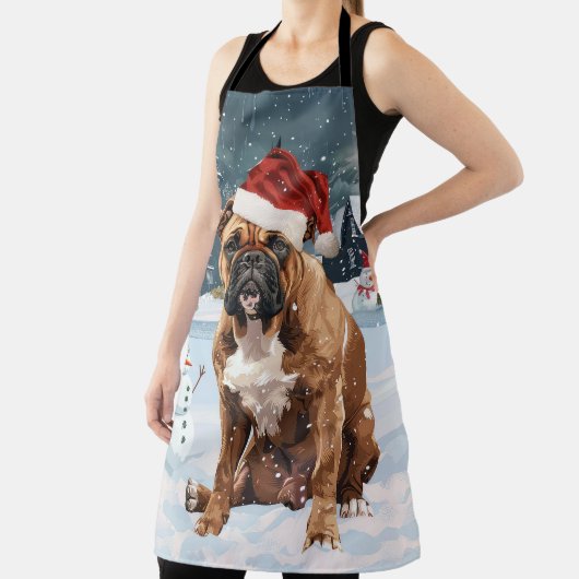 Bull Mastiff Dog Winter Wonderland Kerstvreugde Schort (Insitu)