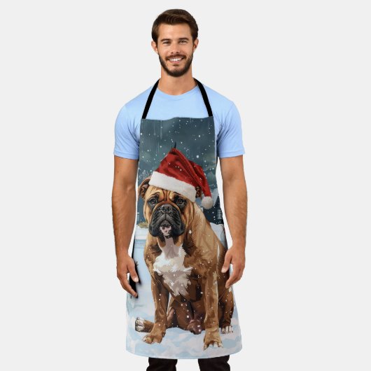 Bull Mastiff Dog Winter Wonderland Kerstvreugde Schort (Gedragen)