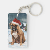 Bull Mastiff Dog Winter Wonderland Kerstvreugde Sleutelhanger (achterkant)